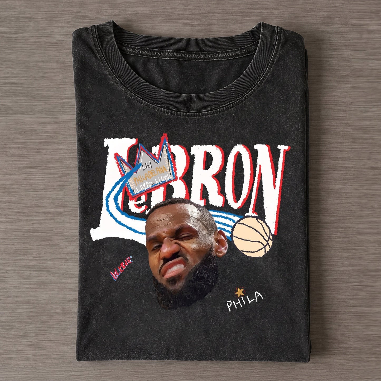 LeBron James 76ers Vintage Graphic Tee
