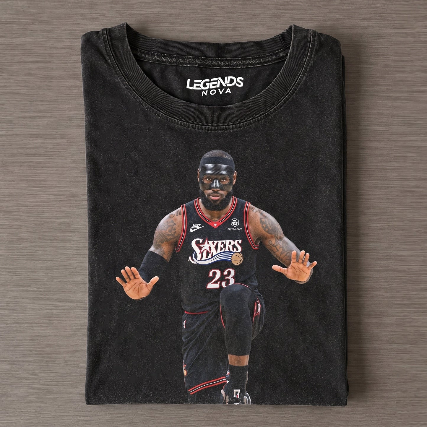 LeBron James Black Mask 2.0 76ers Vintage Graphic Tee
