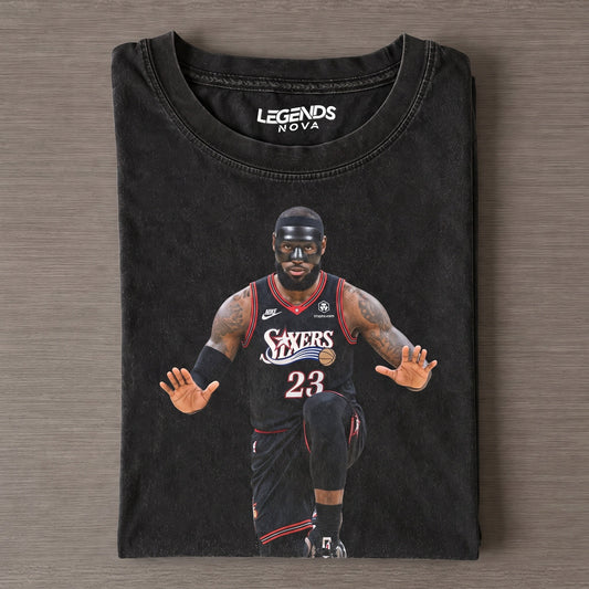LeBron James Black Mask 2.0 76ers Vintage Graphic Tee